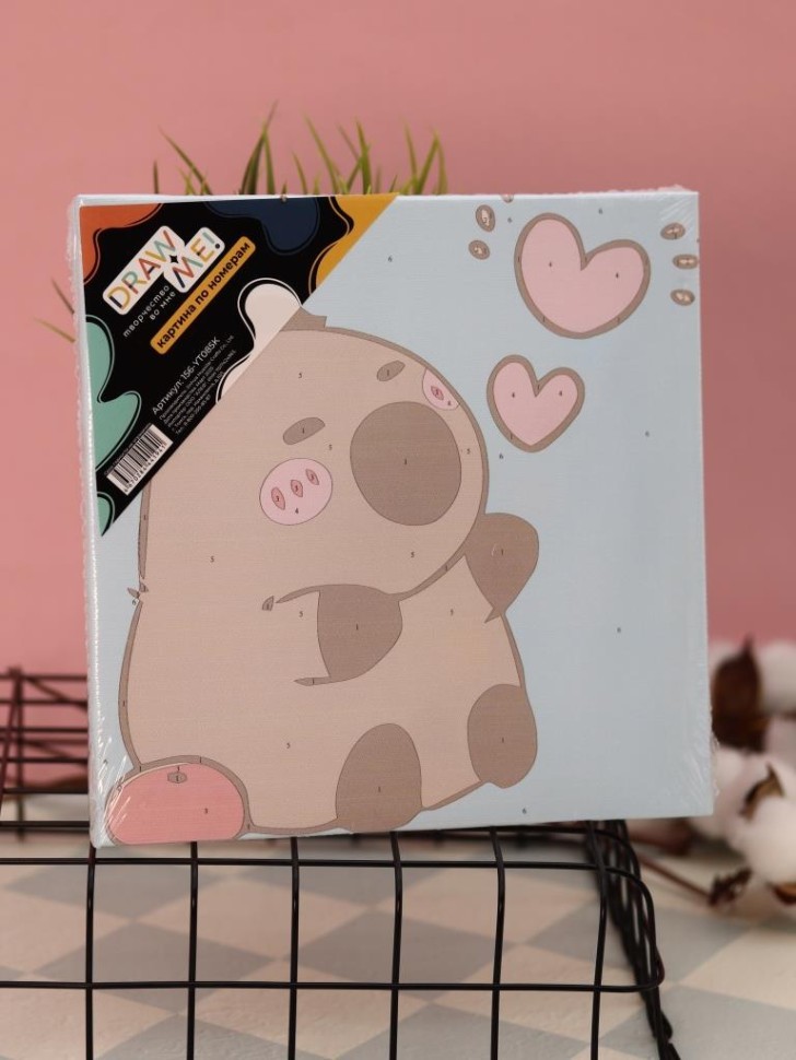 Картина по номерам на подрамнике Draw Me! "Влюбленная капибара", (20*20 см)
