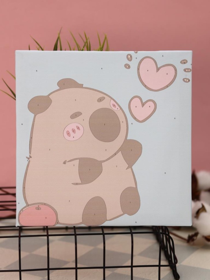 Картина по номерам на подрамнике Draw Me! "Влюбленная капибара", (20*20 см)
