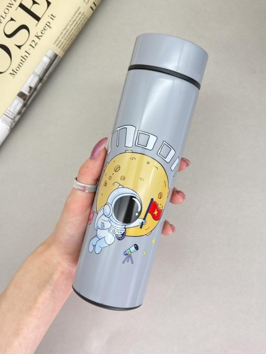 Термос с датчиком температуры «Happy friends, space», beige (500 ml) 