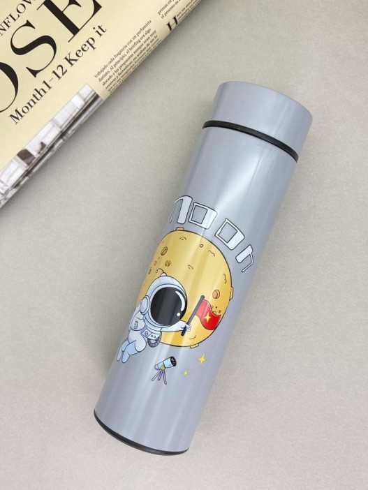 Термос с датчиком температуры «Happy friends, space», beige (500 ml) 