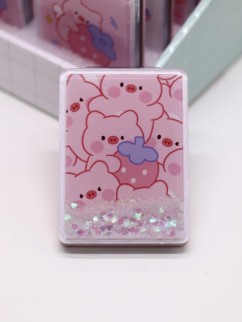 Зеркало шейкер раскладное &quot;Pig pattern&quot;, розовое, 8*6 см