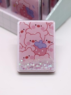 Зеркало шейкер раскладное "Pig pattern", розовое, 8*6 см