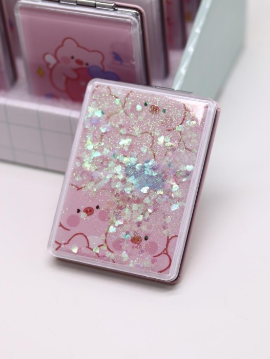 Зеркало шейкер раскладное &quot;Pig pattern&quot;, розовое, 8*6 см 