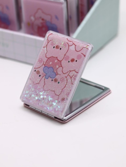 Зеркало шейкер раскладное &quot;Pig pattern&quot;, розовое, 8*6 см 