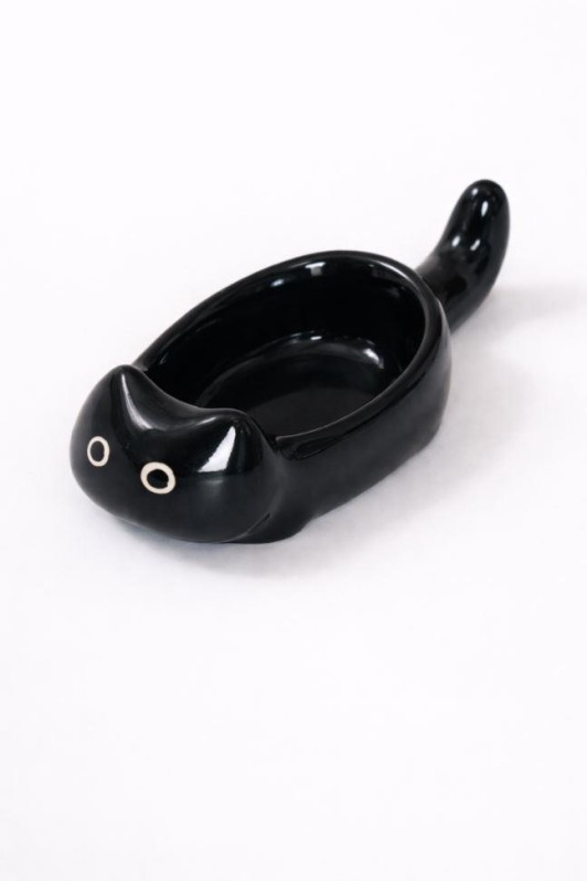 Набор керамических соусников 12шт. "Черный котик", черный (10х4,5х2,5 см) 