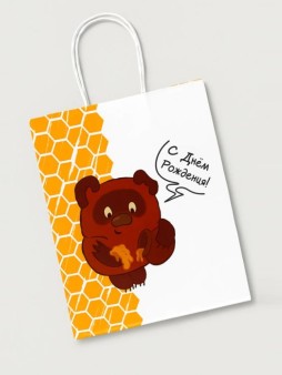 Пакет подарочный «Винни-Пух. С Днём Рождения», белый (24*14*30)