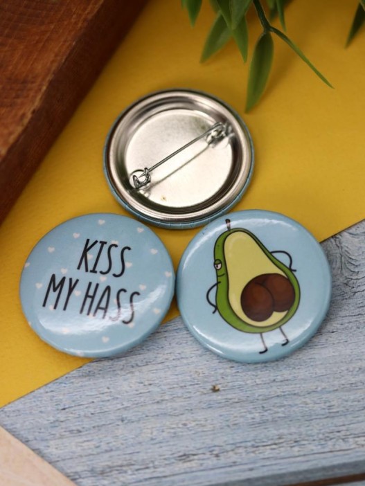 Набор значков 3 шт. iLikeGift Авокадо &quot;KISS MY HASS&quot; 