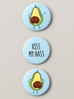 Набор значков 3 шт. iLikeGift Авокадо "KISS MY HASS"