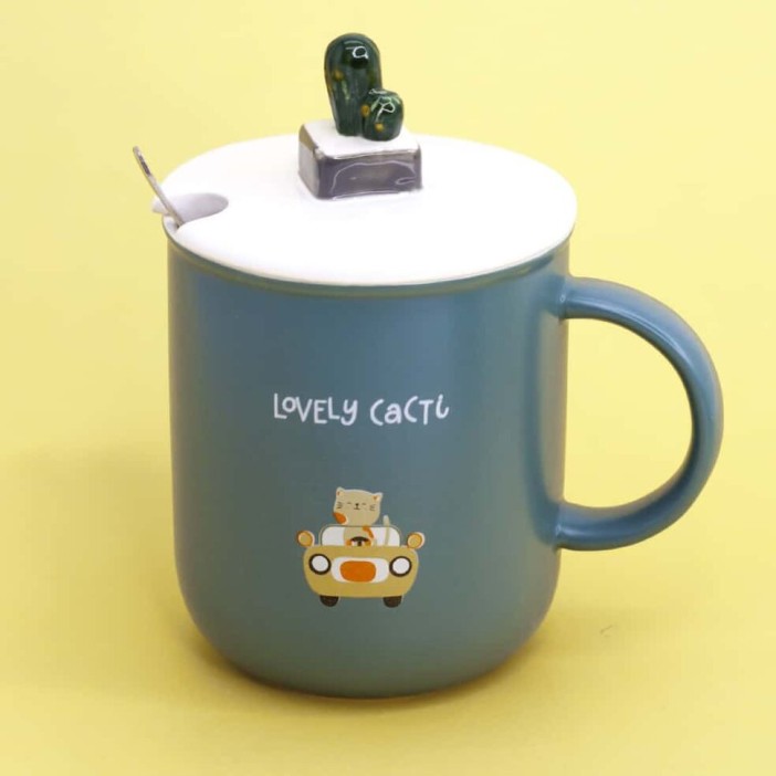 Кружка Cup green "Lovely cats" (420ml) 