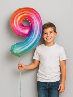 Шар фольгированный "Multicolour numbers" цифра 9, (80 см)