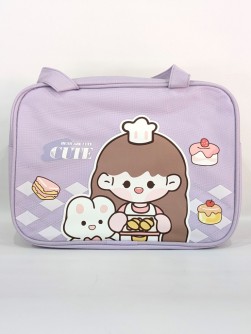 Сумочка-косметичка-термосумка "Cute girl and sweets", purple (28*20*20)