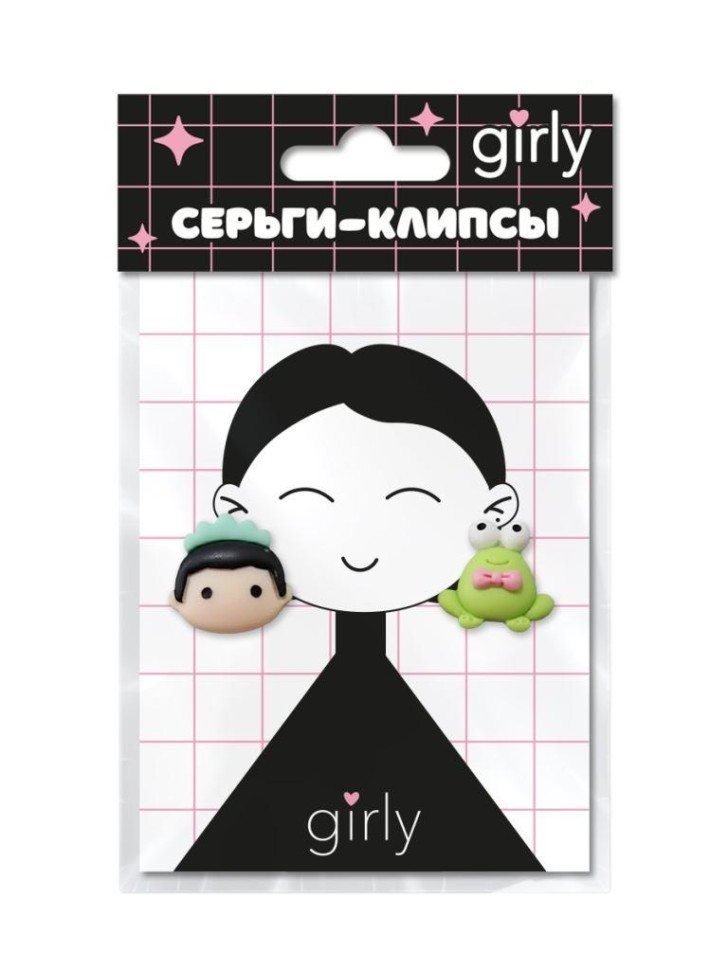 Серьги-клипсы GIRLY "Лягушка", зелёные