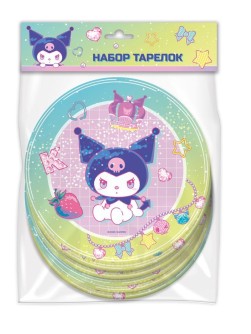 Kuromi. Набор бумажных тарелок "Неоновое настроение", 6 шт d=180 мм