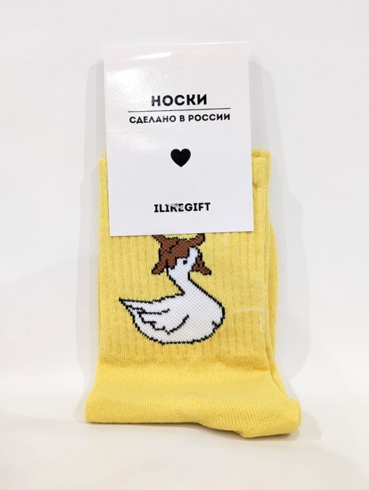 Носки «Goose in hat», жёлтый, мужские/женские р. 35-40 