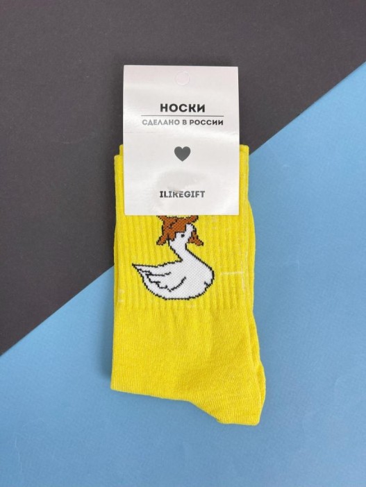 Носки «Goose in hat», жёлтый, мужские/женские р. 35-40 