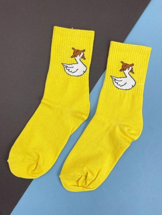Носки «Goose in hat», жёлтый, мужские/женские р. 35-40 