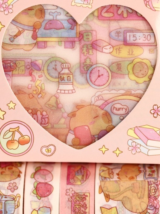 Набор декоративного скотча 4 шт. и стикеров 4 шт. &quot;Capybara&quot;, orange 