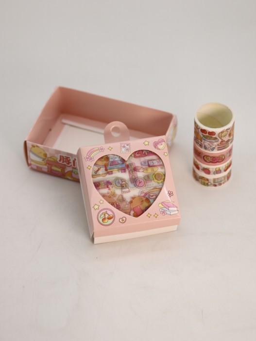 Набор декоративного скотча 4 шт. и стикеров 4 шт. &quot;Capybara&quot;, orange 