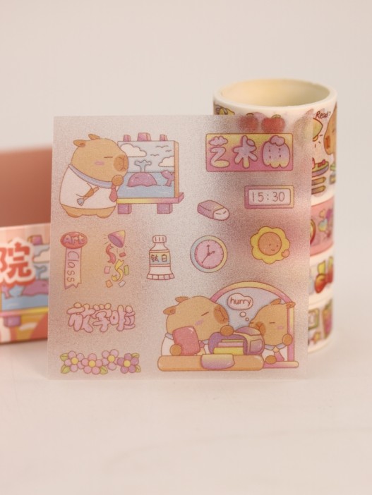 Набор декоративного скотча 4 шт. и стикеров 4 шт. &quot;Capybara&quot;, orange 