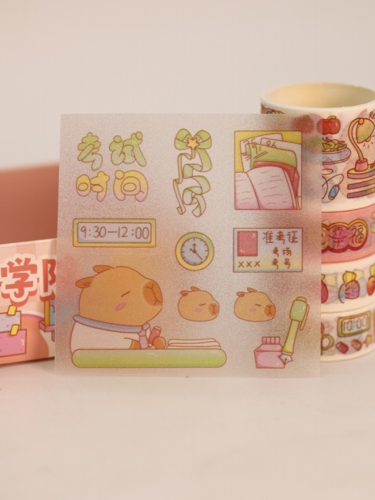 Набор декоративного скотча 4 шт. и стикеров 4 шт. &quot;Capybara&quot;, orange 