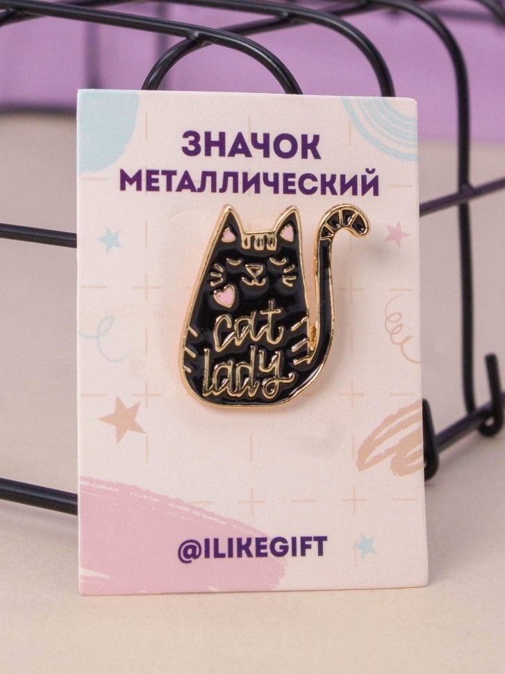 Значок "Кошка-леди", черная