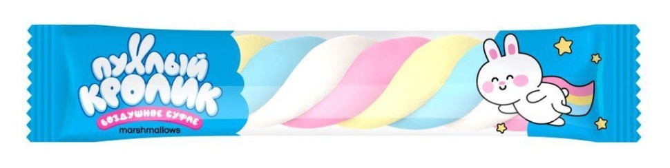 Воздушное суфле (Marshmallows) "ПУХЛЫЙ КРОЛИК", пломбир (шоу-бокс - 30 шт*10 гр)