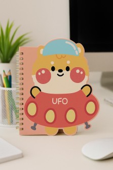 Блокнот на спирали (B6) "Space friends",  yellow (13*18)