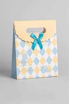 Пакет подарочный (M) "Pattern diamond", yellow (27*19.5*8.6)