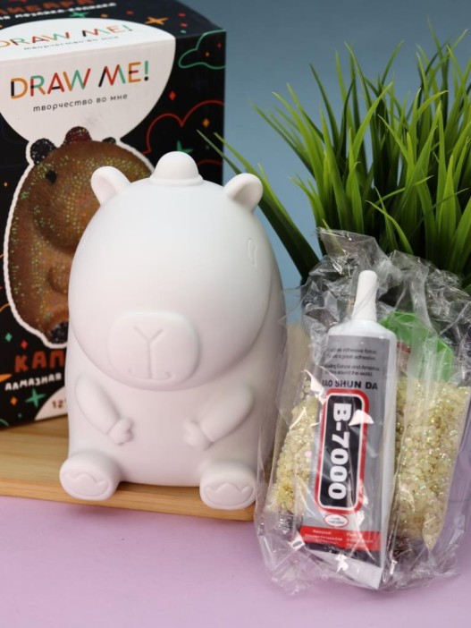 Алмазная мозаика на копилке Draw Me! «Capybara», (12*14*18 см) 