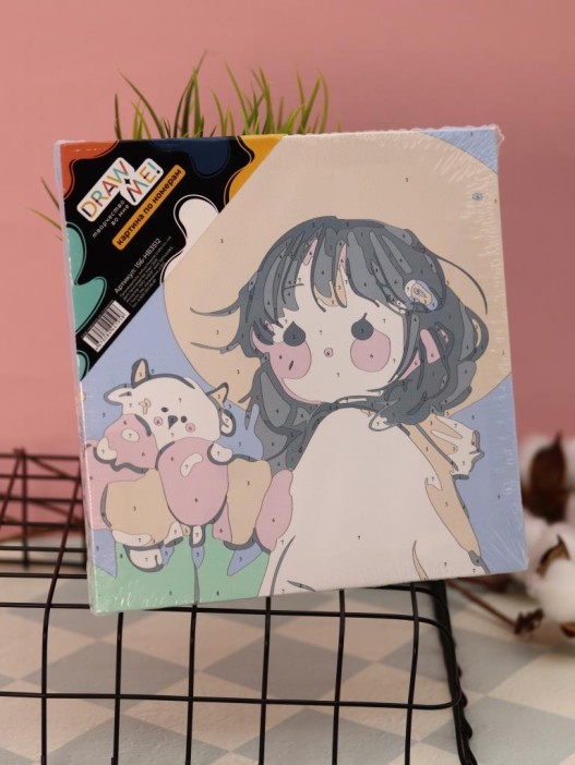 Картина по номерам на подрамнике Draw Me! «Girl in a hat», (20*20 см) 