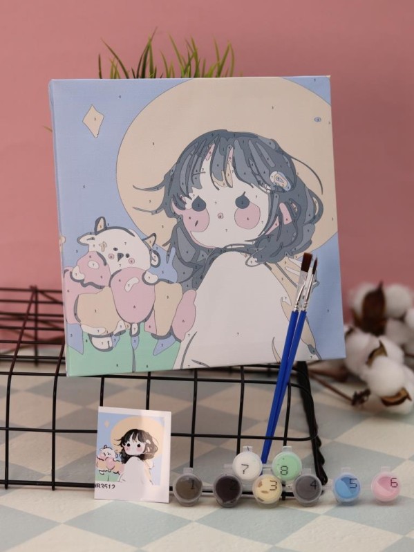 Картина по номерам на подрамнике Draw Me! "Девочка в шляпе", (20*20 см)