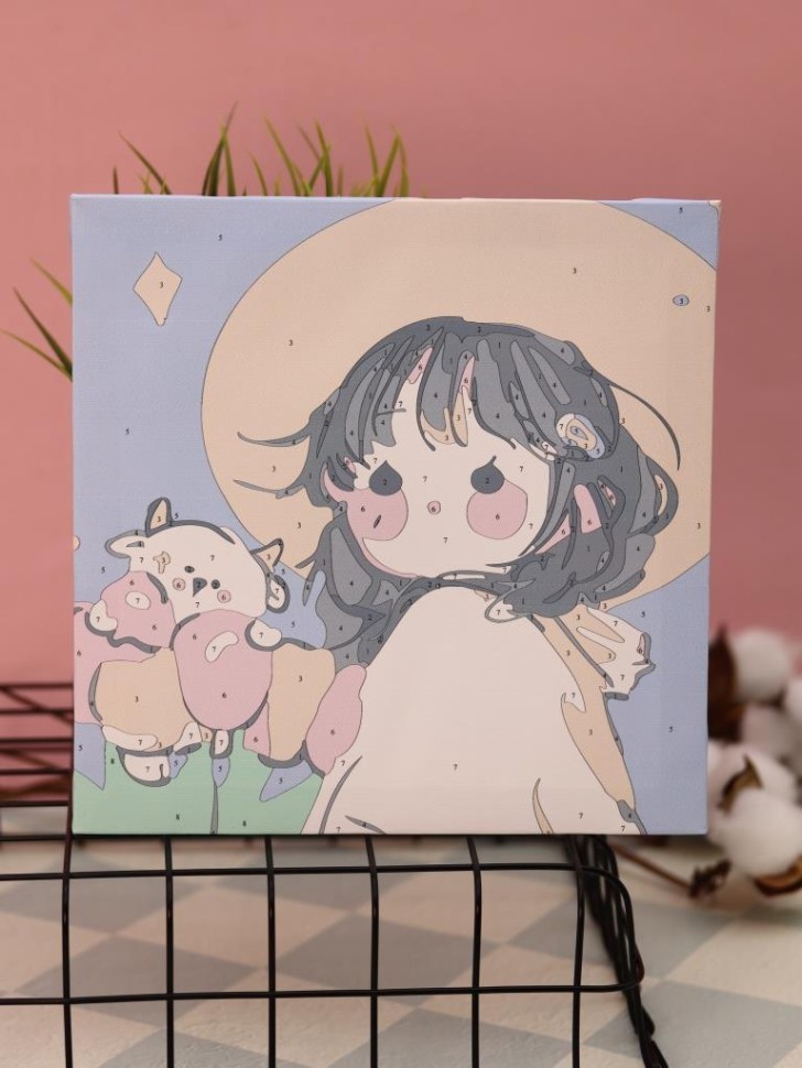 Картина по номерам на подрамнике Draw Me! "Девочка в шляпе", (20*20 см)