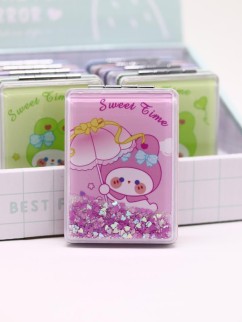 Зеркало шейкер раскладное &quot;Sweet Time Rabbit&quot;, розовое, 8*6 см