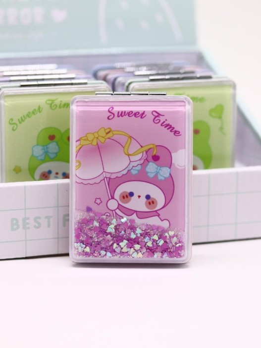 Зеркало шейкер раскладное &quot;Sweet Time Rabbit&quot;, розовое, 8*6 см 