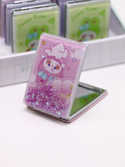 Зеркало шейкер раскладное &quot;Sweet Time Rabbit&quot;, розовое, 8*6 см 