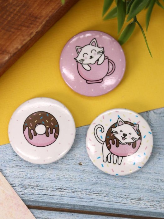 Набор значков 3 шт. iLikeGift &quot;Sweet Cat&quot; 