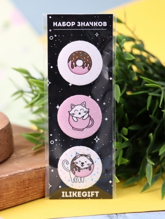 Набор значков 3 шт. iLikeGift &quot;Sweet Cat&quot; 