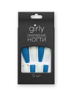 Накладные ногти GIRLY "На гребне волны", 12 шт., с клеевыми пластинами