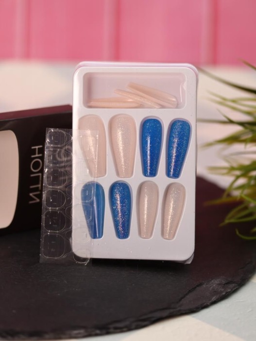 Накладные ногти GIRLY «Rubbing sea wave», 12 шт., с клеевыми пластинами 