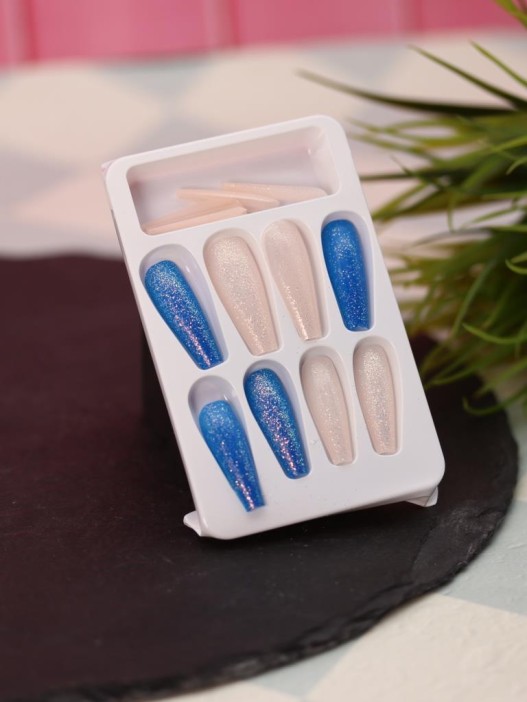 Накладные ногти GIRLY «Rubbing sea wave», 12 шт., с клеевыми пластинами 