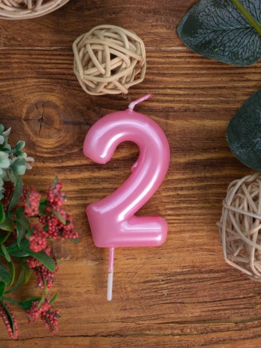 Свеча для торта &quot;Pink glow&quot; цифра 2, (6 см) 