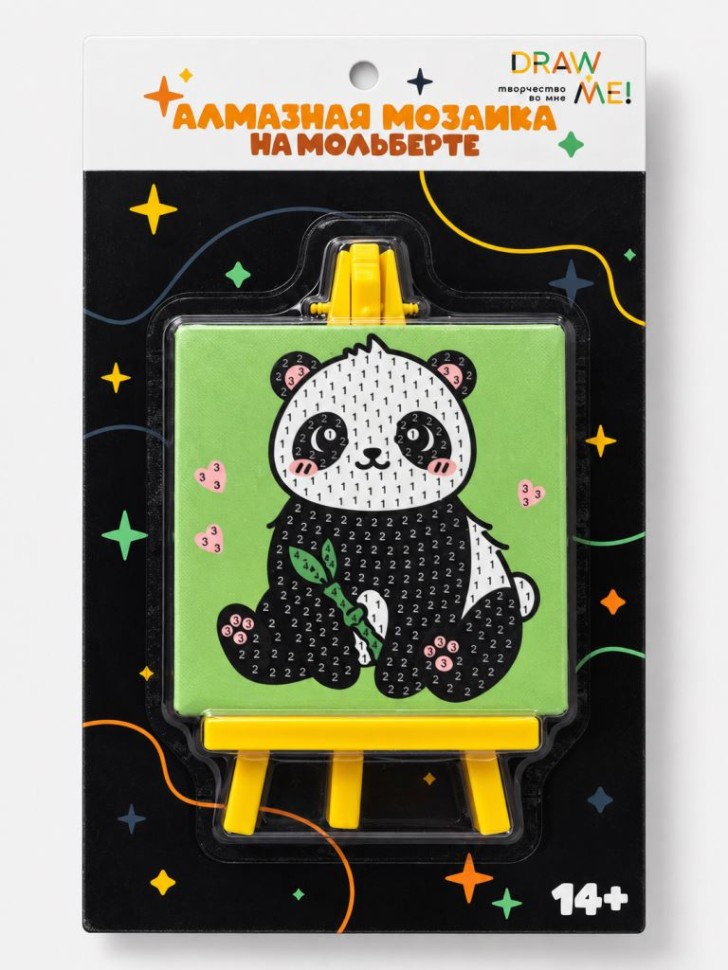 Алмазная мозаика на мольберте Draw Me! "Панда",10х10 см