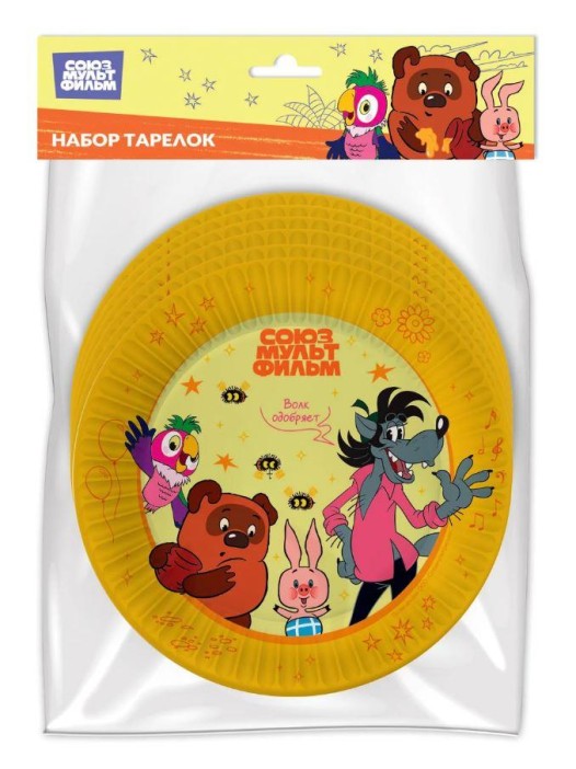 Набор бумажных тарелок 6 шт. &quot;Союзмультфильм. Золотая коллекция&quot; (d=180 мм) 