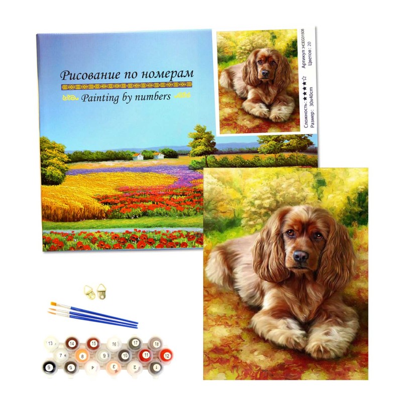 Картина по номерам &quot;Собака 4&quot;, подрамник, 30*40 см 