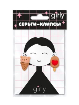 Серьги-клипсы GIRLY "Сладкий мишка", коричневые