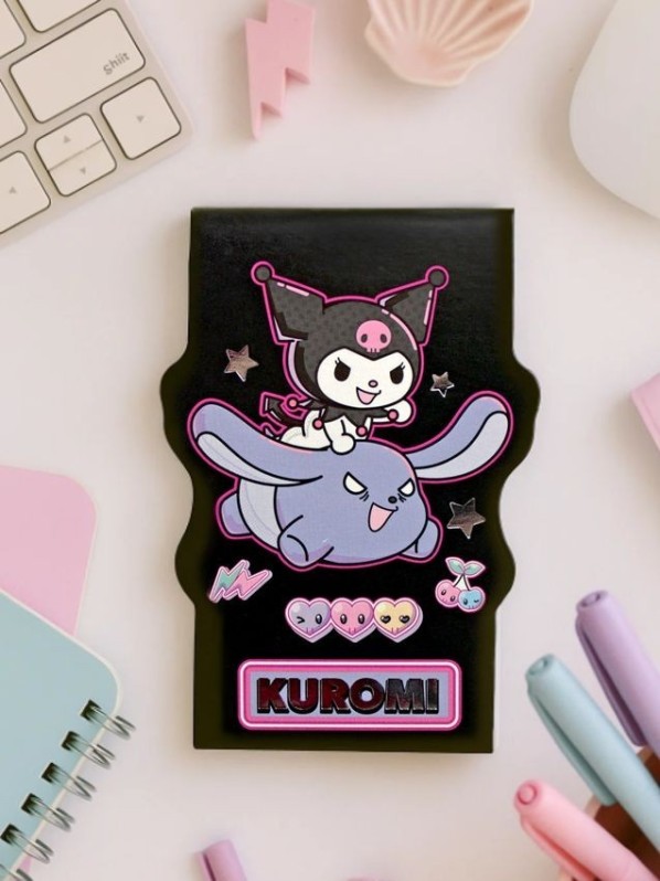 Блокнот фигурный А7 "Куроми-6", 40л, на скрепке, тиснение серебряной фольгой