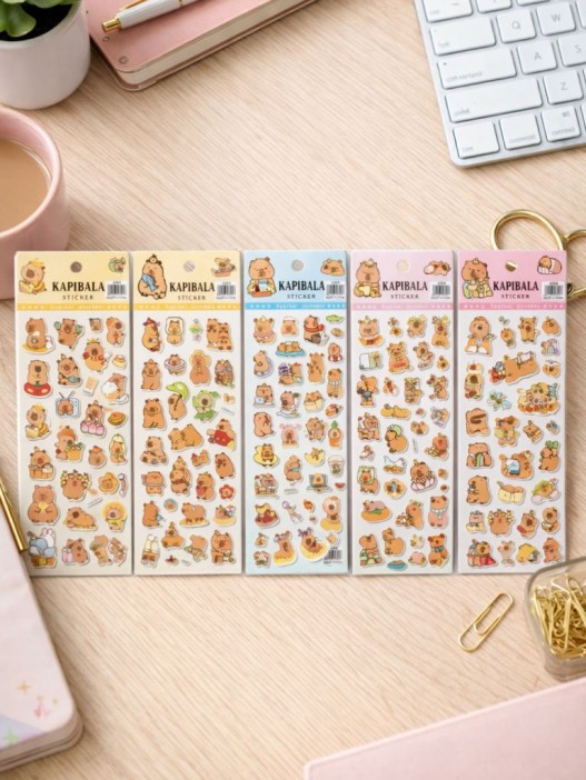 Наклейки 3D "Капибара" 10*22 см, микс 