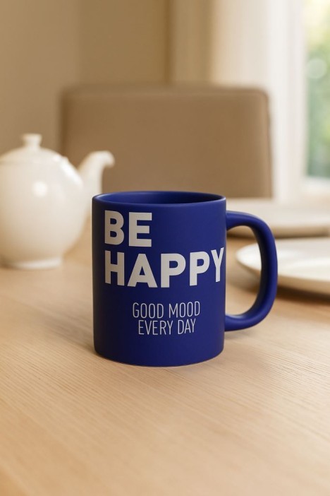 Кружка «Be happy», blue (400 ml) 