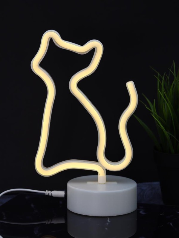 Неоновый подвесной ночник "Кот", USB, теплое свечение (23х18 см)