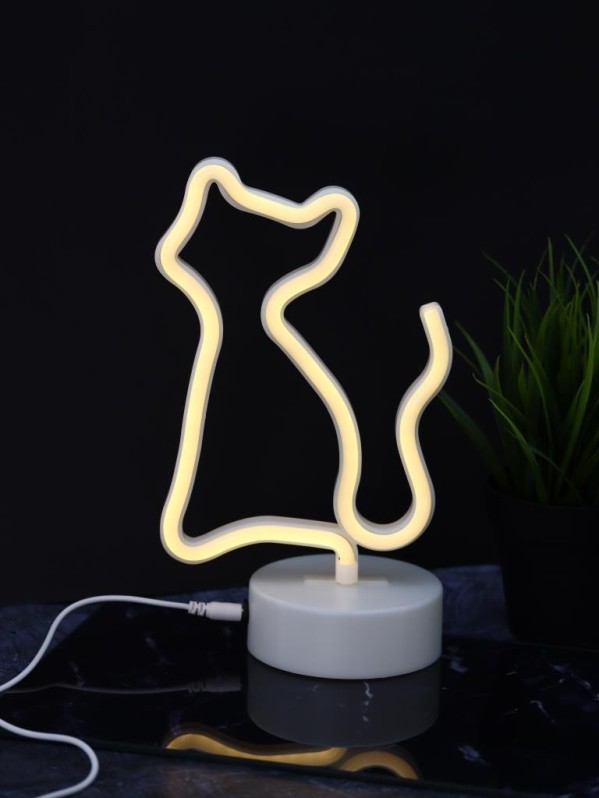 Неоновый подвесной ночник "Кот", USB, теплое свечение (23х18 см)